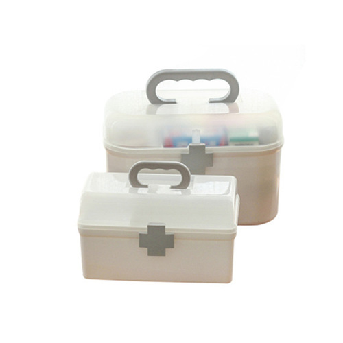 Household medicine box, family medicine storage box, multi-layer plastic portable portable children's and baby emergency medicine box