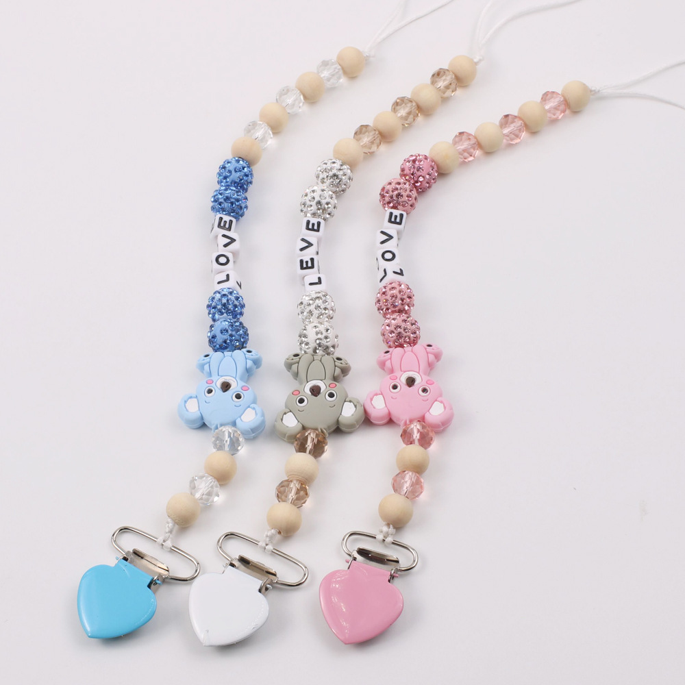 Bebé suministros de silicona bebé chupete cadena registro silicona Kaola dibujos animados anti-caída cadena