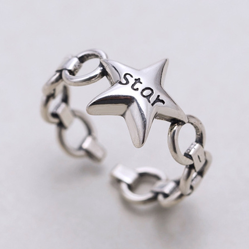 レトロなアルファベットの指輪の組み合わせins韓東大門ヒップホップはs 925銀の英語の指輪の対外貿易の卸売りをめっきします。