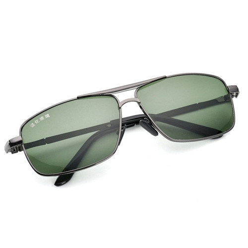 High-definition tempered glass lens sunglasses that are not afraid of scratches, double bridge metal sunglasses, driver's driving glasses