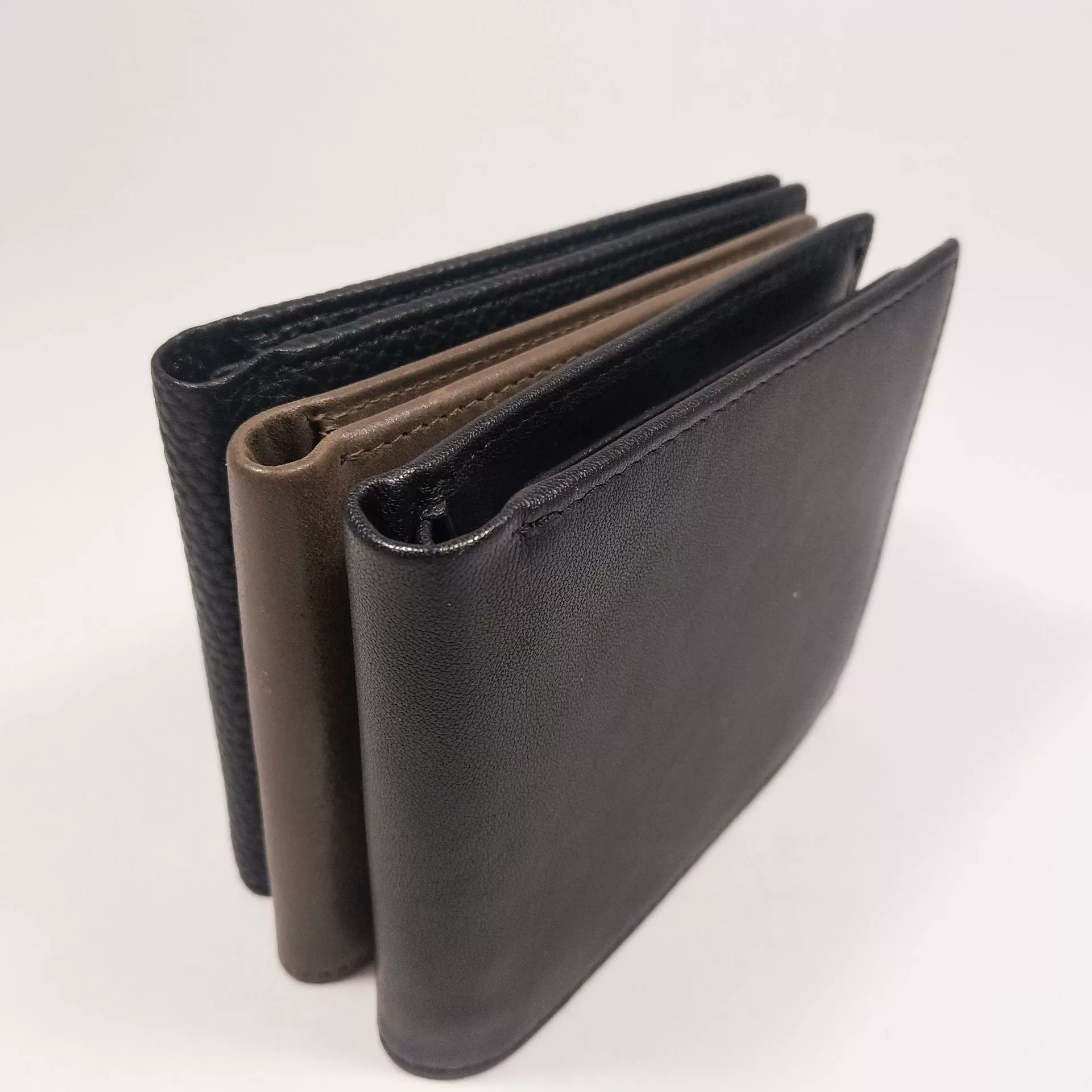 Leather wallet, short card holder, genuine leather, cowhide