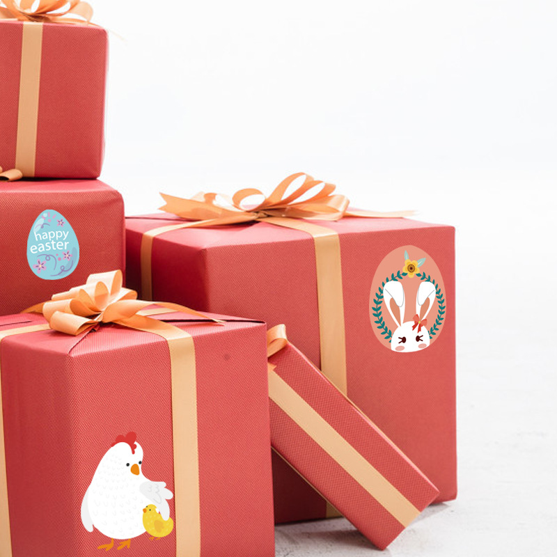 Pegatinas creativas de bricolaje pegatinas de animales de Pascua dibujos animados para niños conejito pollo amarillo huevo de Pascua