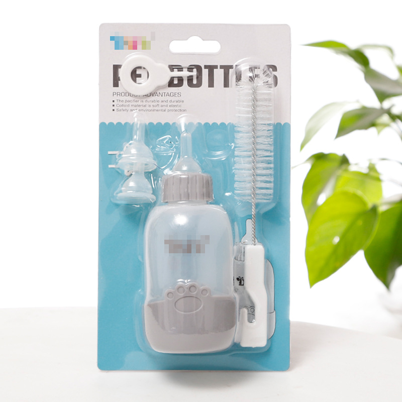 Mascota traje de biberón perro biberón gato biberón gatito pezón silicona biberón 100mL suministros para mascotas al por mayor