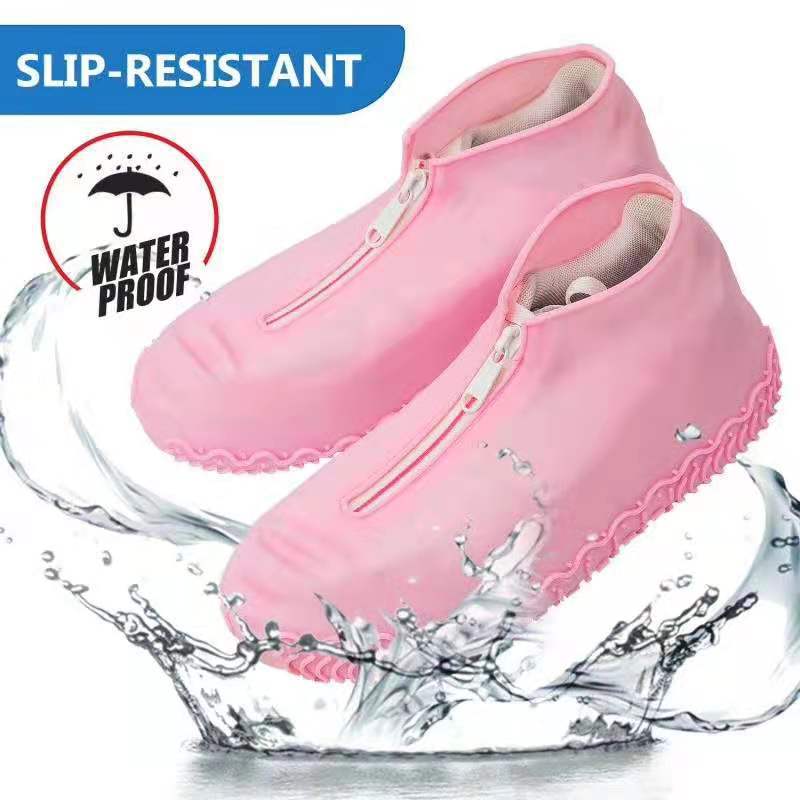 En stock suministro directo conveniente cremallera impermeable engrosada resistente al desgaste adulto cubierta del zapato a prueba de lluvia al aire libre nieve antideslizante cubierta del zapato de silicona