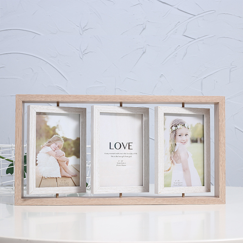 Creative Nordic 6-inch wooden double-sided rotating photo frame decoration one-piece Photo Frame multi-combination photo frame wholesale Creative Nordic 6-inch wooden double-sided rotating photo frame decoration one-piece Photo Frame multi-combination photo frame wholesale
