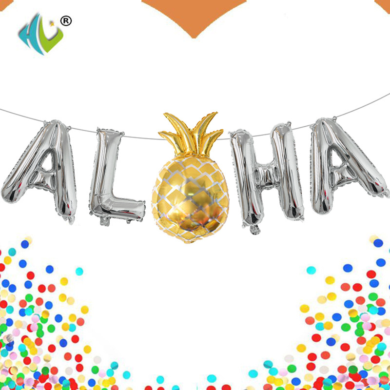 Traje ALOHA de piña plateada de 16 pulgadas