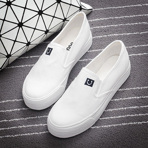 2024 Spring and Autumn Canvas Shoes Women's Shoes Student Casual Shoes Korean Style Slip-on Thick-soled Lazy Shoes White Shoes for Women