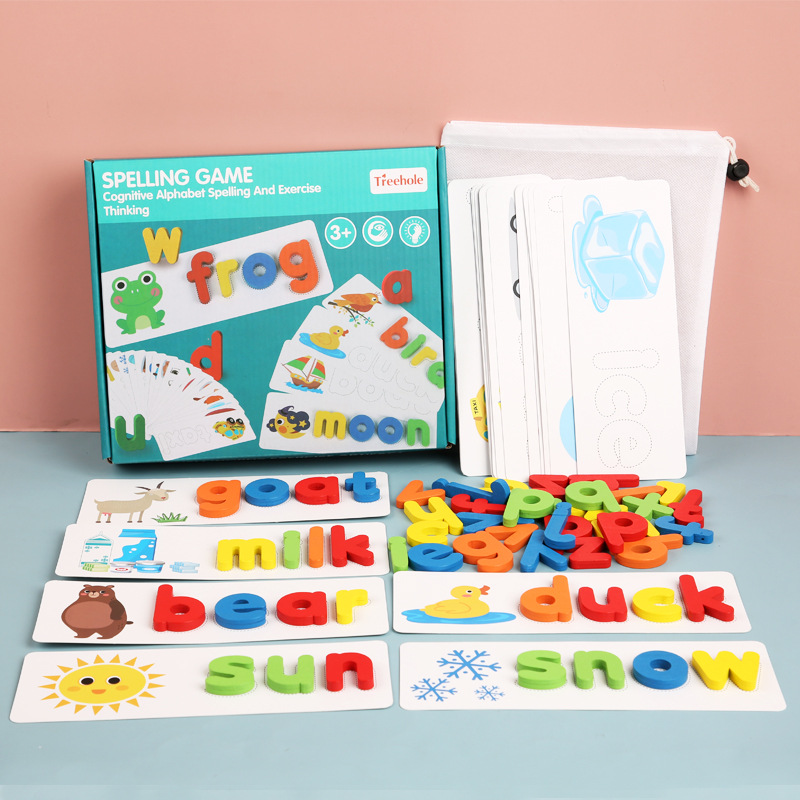 Juego de ortografía de madera para niños 26 letras en inglés Educación Temprana Educación Cognitiva palabras ortografía práctica jugando material didáctico