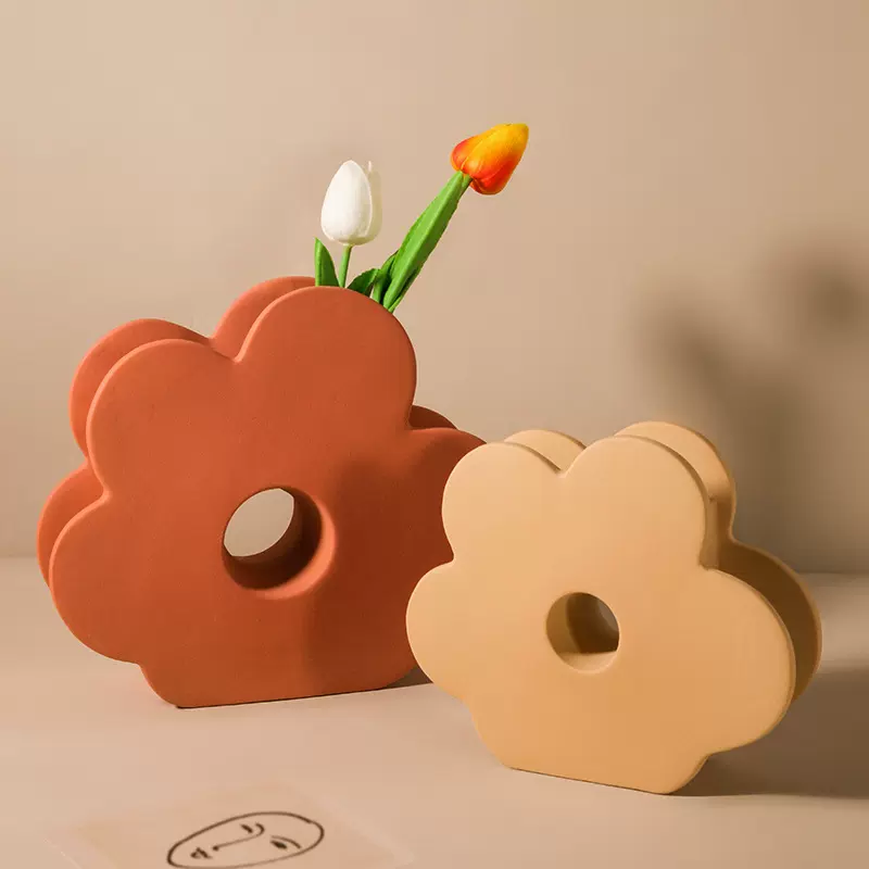 复古莫兰迪花瓶高级感插花朵花器几何摆件桌面玄关装饰品摆件批发