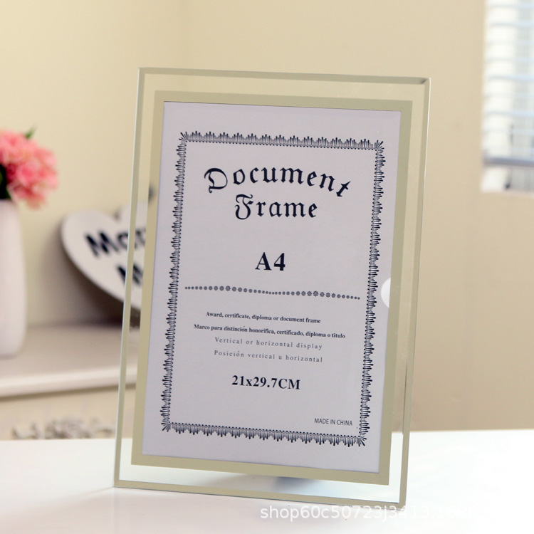 Crystal Glass Photo Frame 6inch 7inch 8inch 10inch A4 Certificate Frame Studio Supplies Display Stand Blind Box Blind Box Photo Frame