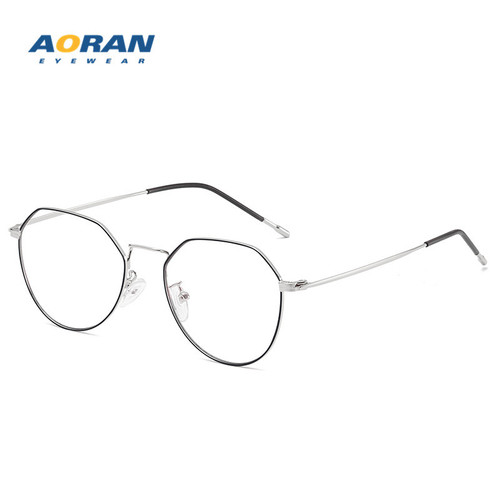 Retro polygonal glasses frame for women, Internet celebrity style optical glasses frame for men, myopia glasses, trendy anti-blue light flat glasses