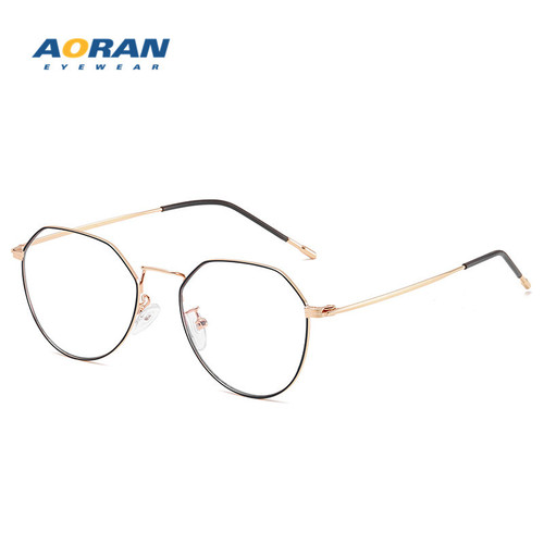 Retro polygonal glasses frame for women, Internet celebrity style optical glasses frame for men, myopia glasses, trendy anti-blue light flat glasses
