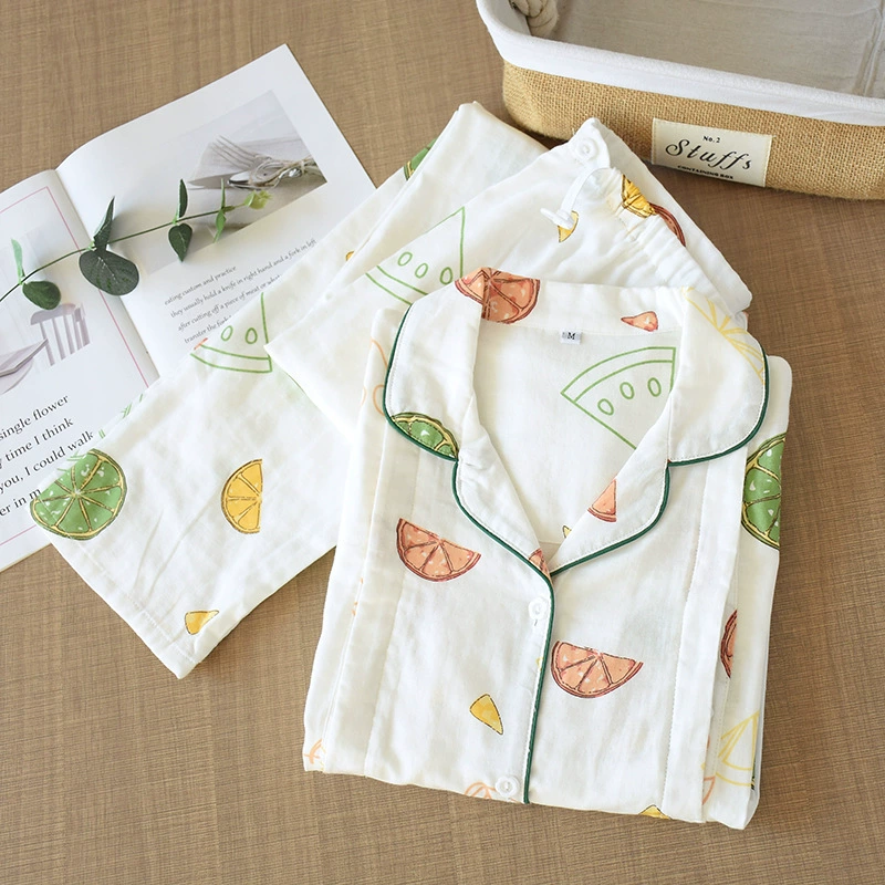 Двойной марлевый лунный костюм из хлопчатобумажной пряжи, весенне-летняя тонкая Послеродовая Пижама для беременных, тканая Хлопковая пижама больших размеров, грудное вскармливание