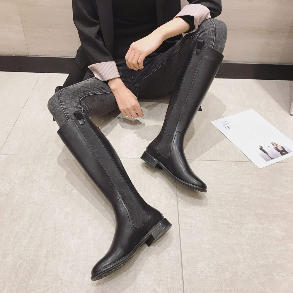 Botas Altas de Caballero para Mujer de Cuero Sintético Resistente al Desgaste para Uso Diario