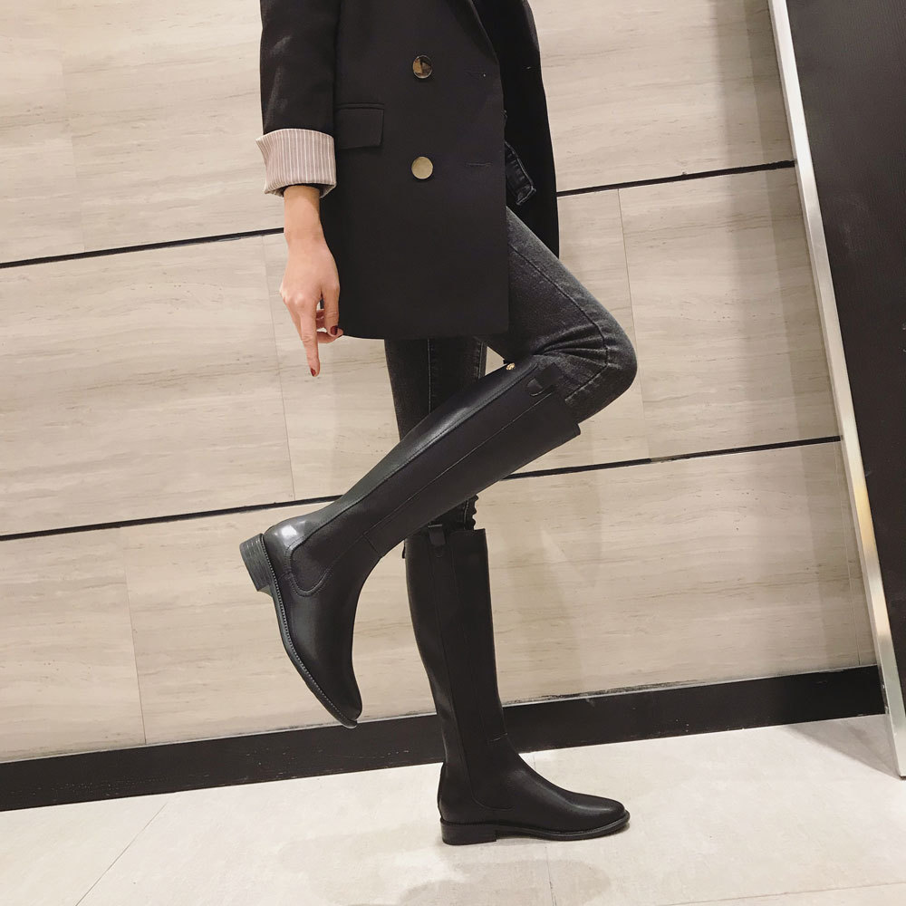 Botas Altas de Caballero para Mujer de Cuero Sintético Resistente al Desgaste para Uso Diario