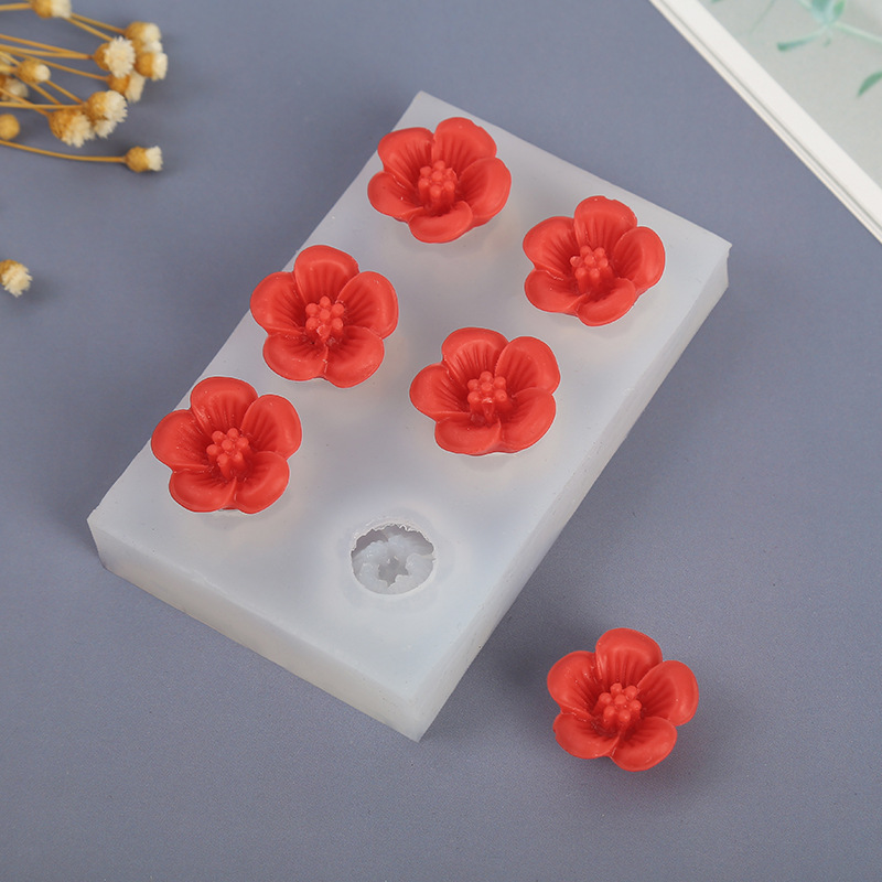 Liupian Xiaolian Plum Mold DIY Ароматизированная свеча украшения для капли клея и сахара Шоколадный торт Декоративная силиконовая форма
