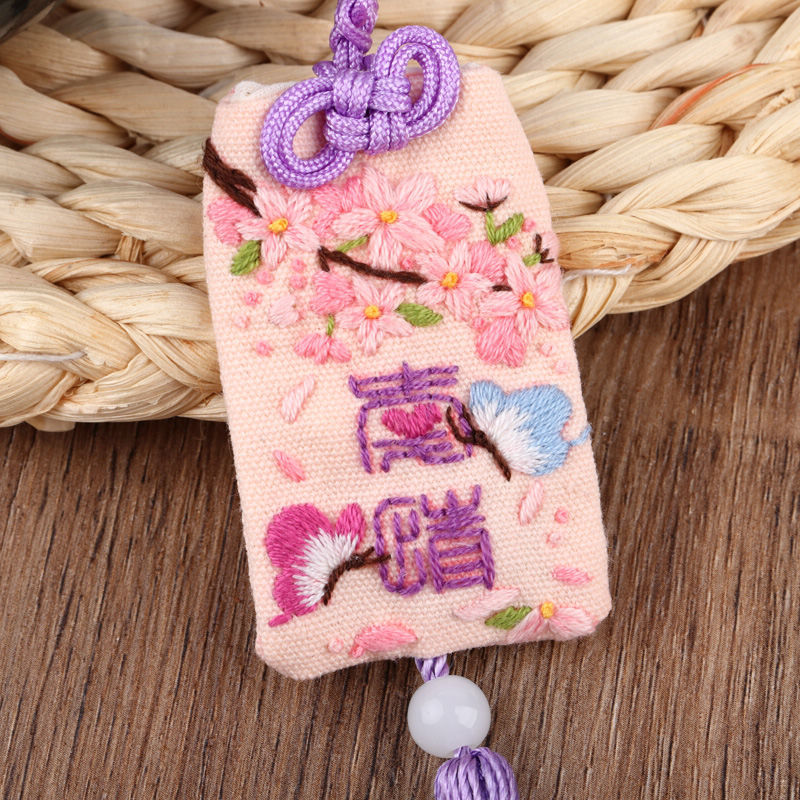 Estilo chino bendición guardia real amuleto ping a fu erfu larga vida y salud fortuna paquete de material bordado hecho a mano