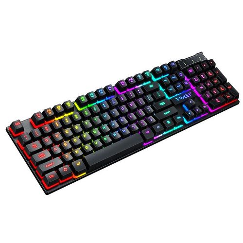 T-WOLF new keyboard and mouse TF200 office usb wired luminous keyboard and mouse set factory direct delivery