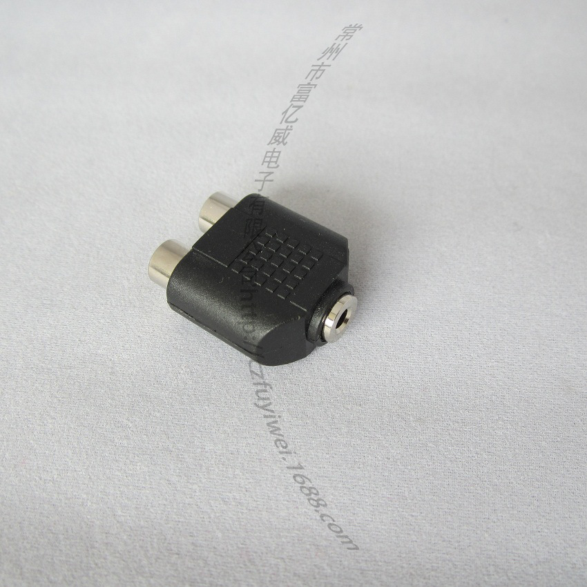 3.5mm单声道母头转2RCA母头音频转接头