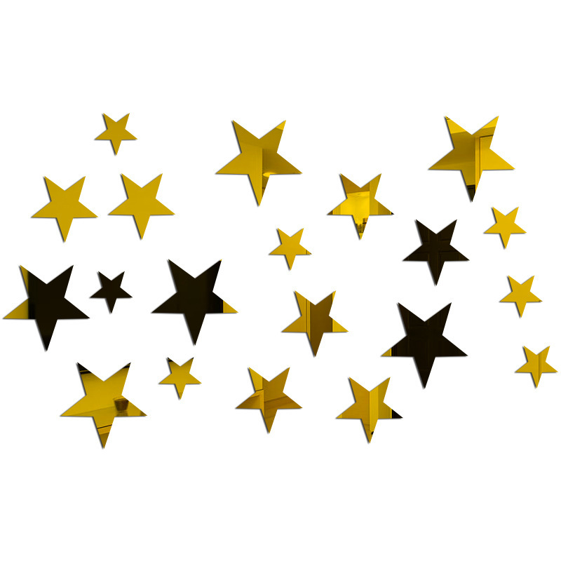 Star Three-Size Combination Mirror Wall Stickers Large 6.5X6.5Cm6 Medium 5X5Cm7 Small 3.2X3.2Cm7 Pcs Star Three-Size Combination Mirror Wall Stickers Large 6.5X6.5Cm6 Medium 5X5Cm7 Small 3.2X3.2Cm7 Pcs