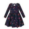 Long-sleeved circle-blue small cherry