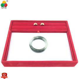 新款两面用看货盘首饰展示高档拉丝皮红绒戒指项链耳钉盘珠宝