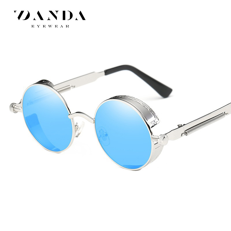 Clásico Steampunk gafas de sol europeo y americano ronda reflectante gafas de sol hombres y mujeres retro moda gafas de sol 0914