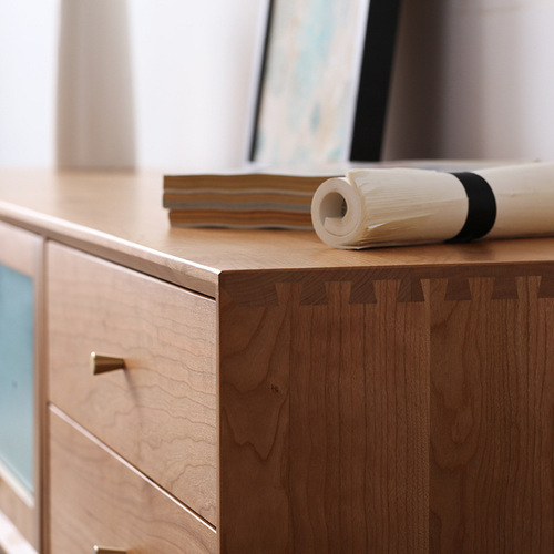 Cloudy Cherry Wood TV Cabinet Nordic Solid Wood TV Cabinet Coffee Table Combination Simple Modern Japanese Oak Living Room