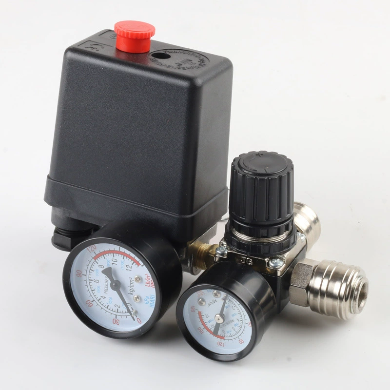 Безмасляный бесшумный небольшой воздушный компрессор, аксессуары для воздушного насоса, переключатель с четырьмя отверстиями, клапан регулирования давления, выпускной воздушный узел с быстроразъемным соединением для Европы и Германии