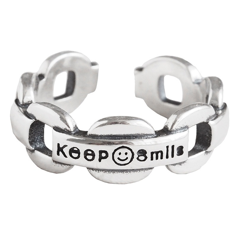 レトロなアルファベットの指輪の組み合わせins韓東大門ヒップホップはs 925銀の英語の指輪の対外貿易の卸売りをめっきします。