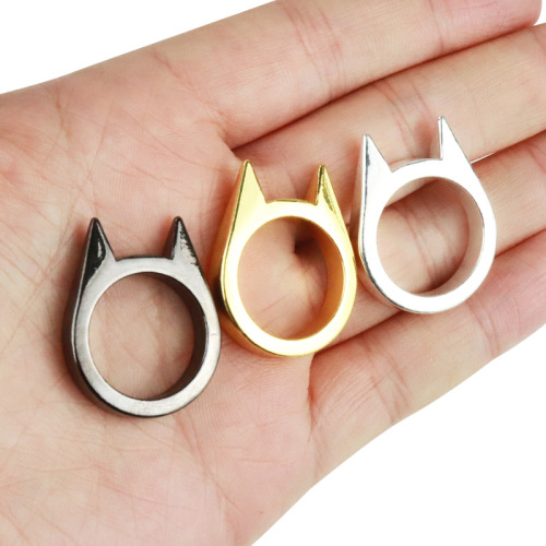Self-defense cat ear single finger buckle ring window breaker for women anti wolf men outdoor products factory single finger buckle