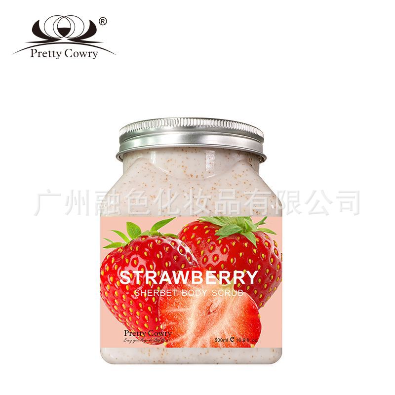 跨境外贸Pretty Cowry草莓磨砂膏STRAWBERRY SHERBET BODY SCRUB