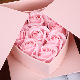 Factory new hot creative Christmas Valentine's Day double door soap flower jewelry box lipstick watch gift box