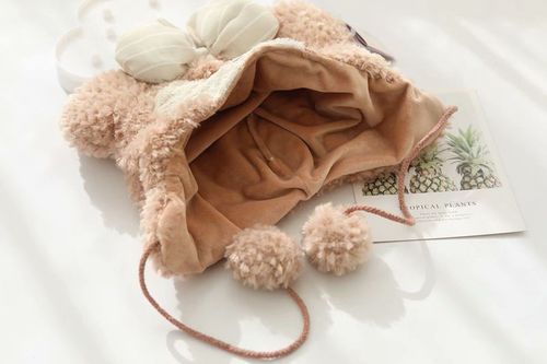 The same cartoon thick plush hat fashion ins autumn and winter warm hat for girls and children ear protection hat in the park