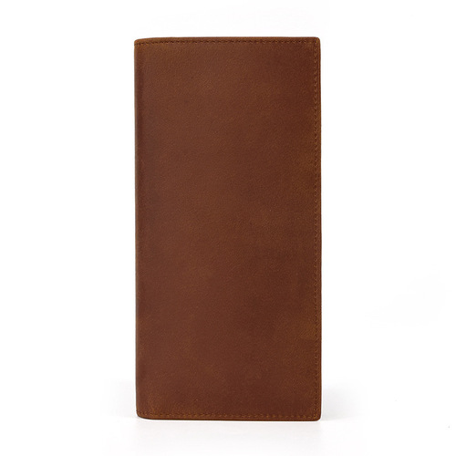 Retro genuine leather men's wallet crazy horse leather two-fold long wallet multi-card slot wallet with coin pocket laser engraving