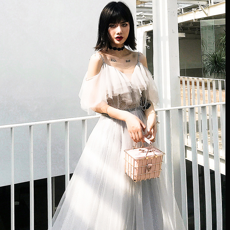 Evening Gown for Women 2026 European and American Style Sexy V-Neck Heavy-Duty Long Fairy-Like Birthday Prom Toast Dress Foreign Trade Supply