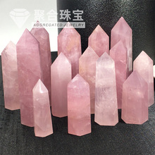 天然粉晶六棱柱粉水晶单尖柱水晶柱摆件粉水晶柱桌面家居摆件