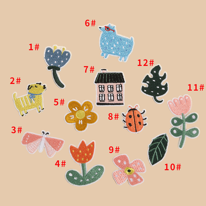 原创有版权新款装饰布贴卡通花卉造型补丁贴 光滑背胶无纺刺绣布