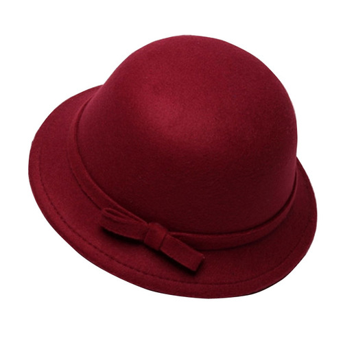 Top Hat Women's Spring and Autumn Korean Style Trendy Retro Woolen Hat Dome Flower Fashion Socialite Outdoor Warm Basin Hat
