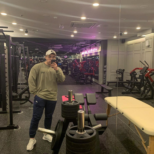 Muscular men's trendy brand loose fitness clothes casual training sportswear long-sleeved T-shirt pullover sweatshirt thin men's