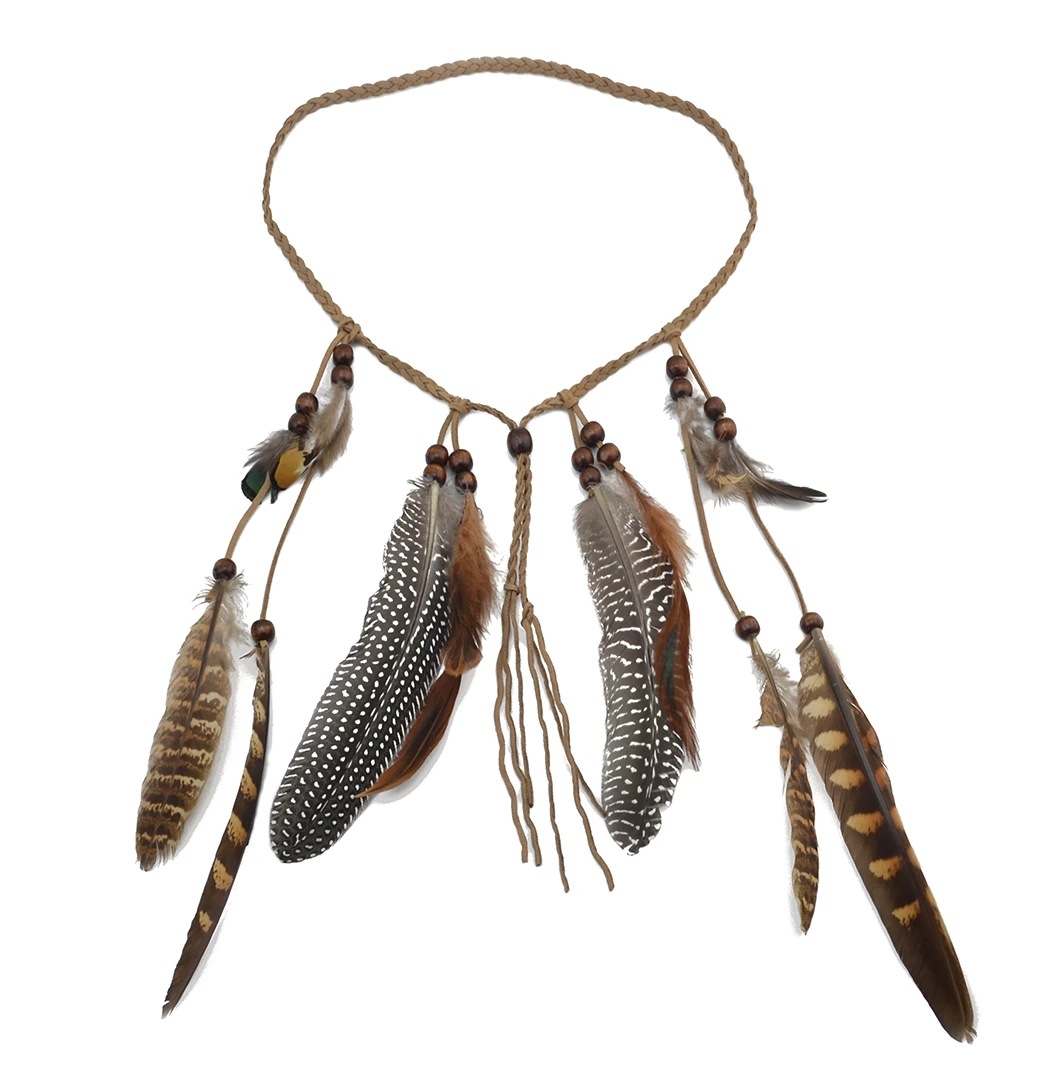 Bohemio estilo étnico banda de pelo indio tribu pluma tocado atracciones turísticas Venta caliente accesorios especiales para el cabello al por mayor