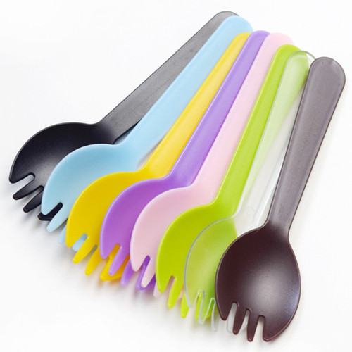 Wholesale disposable forks and spoons, plastic spoons, integrated spoon and fork, jelly spoon, individual packaging, sand-coated dessert fork, bagged