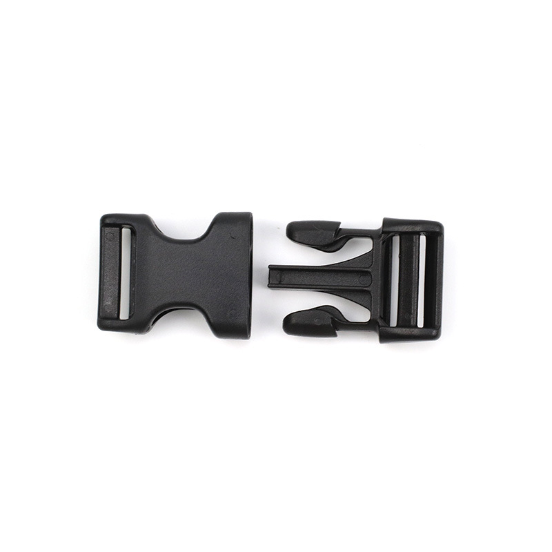 Venta caliente de fábrica negro 10mm-25mm hebilla de plástico curvada ajustable bolsa mochila accesorios hebilla