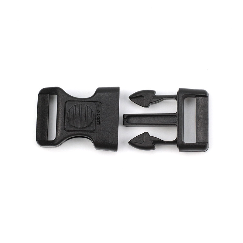 Fábrica más vendida barra horizontal de plástico negro + botón de color con hebilla de seguridad de bloqueo correa de cuello hebilla de 20mm