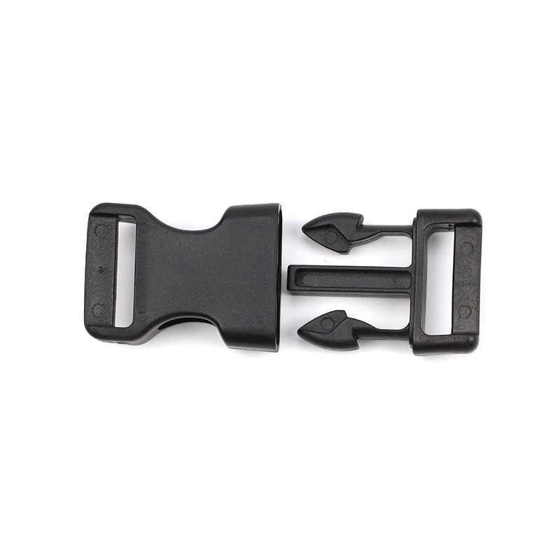 Fábrica más vendida barra horizontal de plástico negro + botón de color con hebilla de seguridad de bloqueo correa de cuello hebilla de 20mm