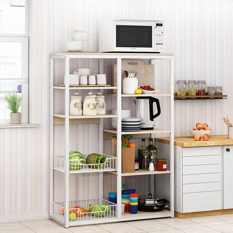 Cesta de la cocina estante de almacenamiento de piso multi-capa hogar vegetal rack de almacenamiento de horno microondas olla rack de almacenamiento