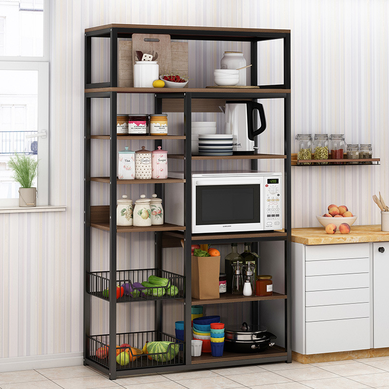 Cesta de la cocina estante de almacenamiento de piso multi-capa hogar vegetal rack de almacenamiento de horno microondas olla rack de almacenamiento