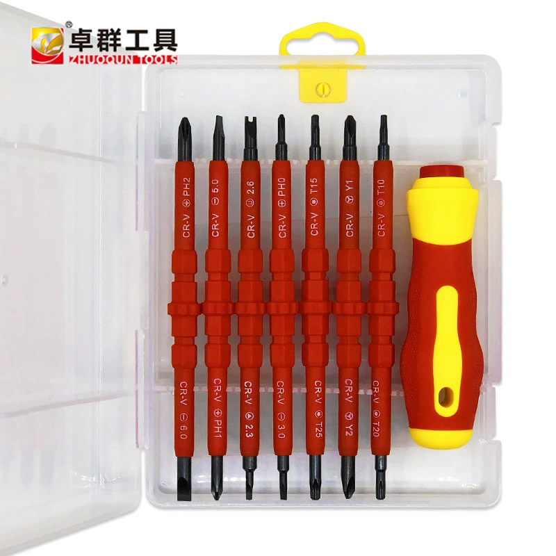 8-in-1 screwdriver set for electricians, dual-purpose chromium vanadium steel insulated home office repair tool set