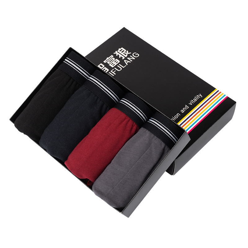 Pantalones cortos del boxeador de los hombres mediados de-cintura de la ropa interior del algodón del color sólido sudor-absorbente