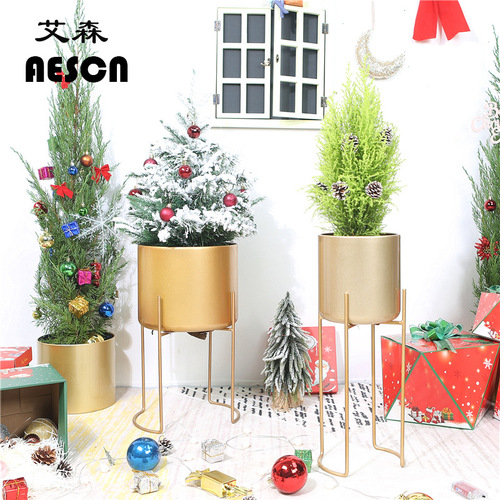 Nordic iron wicker flower stand, metal minimalist flower pot rack, artificial flowers, green plant pot, indoor living room office decoration